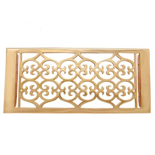 "Flower" Brass Wall Register with Louver - 6" x 14" (7-1/8" x 15-3/4" Overall)